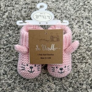 Pink Knit Booties for Kids